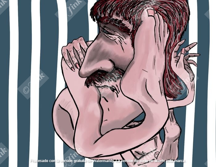 Ilustración digital: caricatura expresionista/surreal.